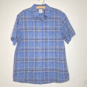 ROWM Blue Plaid Short Sleeve Button Down Shirt with Pocket